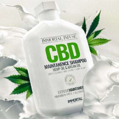 IMMORTAL CBD Shampoo Nawilżający szampon do włosów z olejem konopnym i arganowym, 500ml